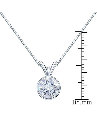 18K Gold Round Bezel-set Solitaire Moissanite Pendant Necklace (1/2 to 3 1/2ct TGW, White) 16 to 18-inch Yellow Gold 2.0 cara...