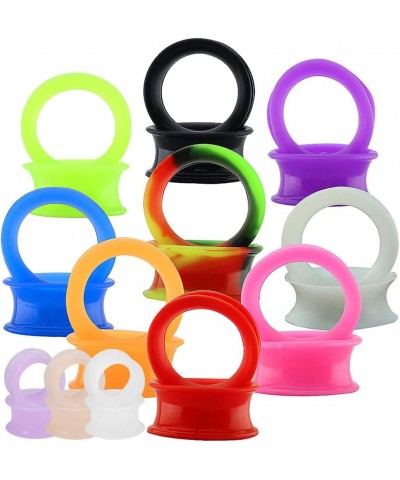 9 Pair Silicone Flexible Thin Ear Plugs Tunnels Double Flared Expander Ear Gauges Piercing Gauge-2g(6mm) $9.53 Body Jewelry