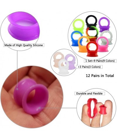 9 Pair Silicone Flexible Thin Ear Plugs Tunnels Double Flared Expander Ear Gauges Piercing Gauge-2g(6mm) $9.53 Body Jewelry