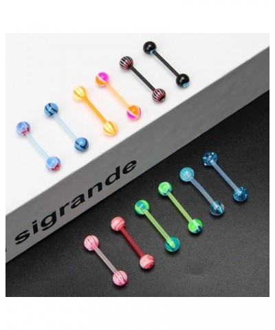 100Pcs 14G Acrylic Tongue Rings, Multi Color Assortment Flexible Tongue Rings Barbells Mix Piercing 100 Colors- Plastic Bar $...