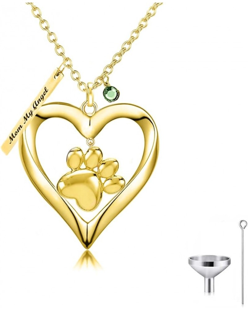 Heart Urn Necklace for Ashes 10K 14K 18K Real Gold Cremation Urn Pendant Necklace with Paw Print, Personalized Memorial Keeps...