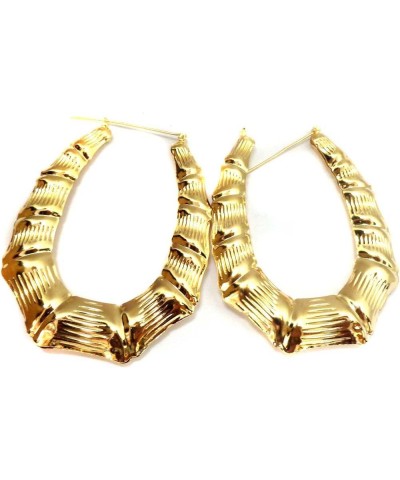 Large Hoop Earrings Bamboo Earrings Gold or Silver Tone Hip Hop Jewelry 3.5 in L gold $9.07 Earrings