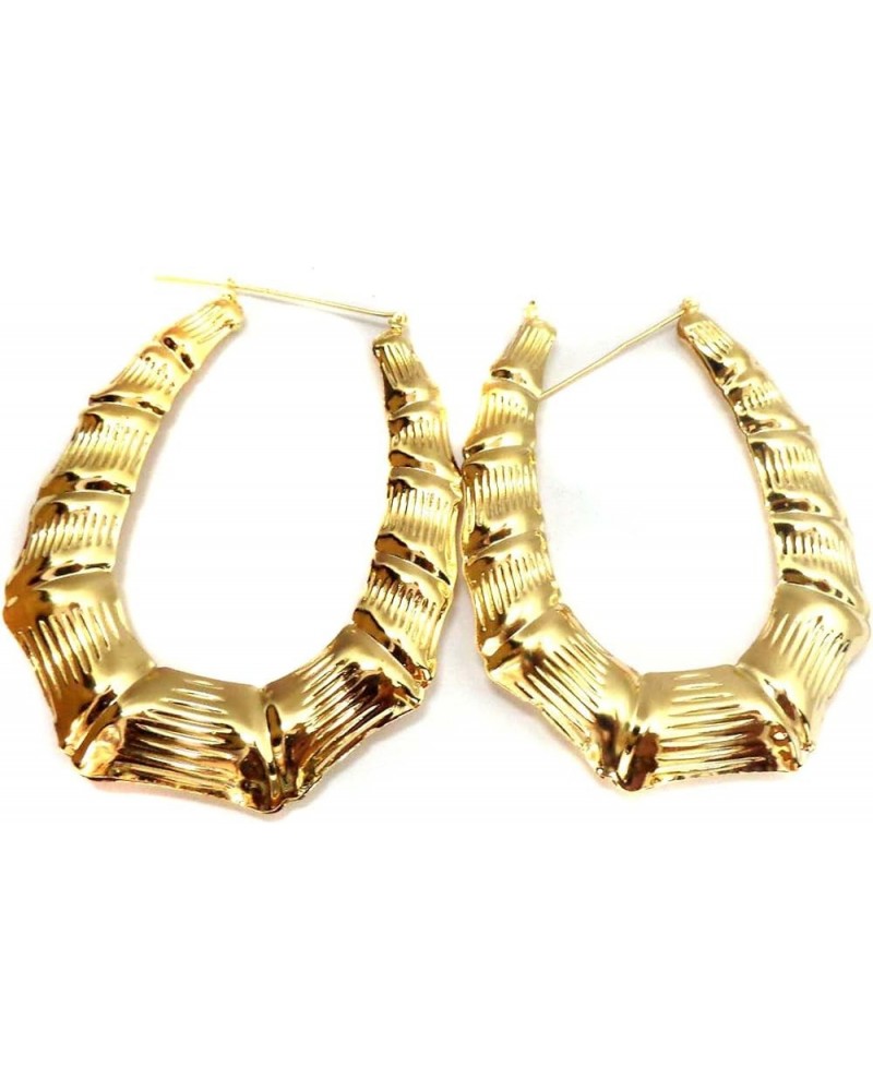 Large Hoop Earrings Bamboo Earrings Gold or Silver Tone Hip Hop Jewelry 3.5 in L gold $9.07 Earrings