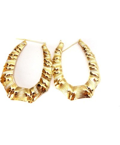 Large Hoop Earrings Bamboo Earrings Gold or Silver Tone Hip Hop Jewelry 3.5 in L gold $9.07 Earrings