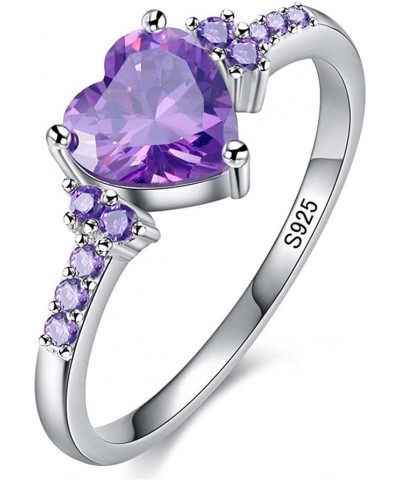 S925 natural amethyst heart-shaped zircon wedding engagement princess diamond ring (US size: 6-10) 8 $9.57 Rings