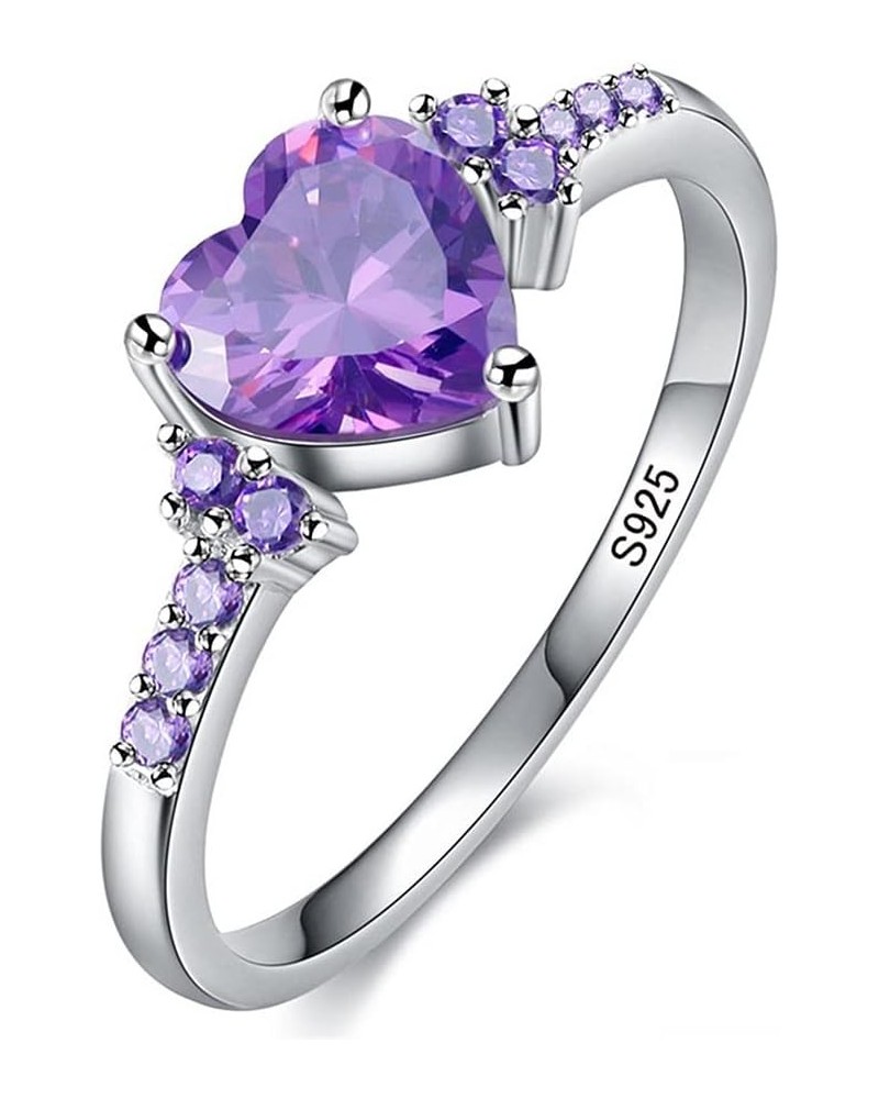 S925 natural amethyst heart-shaped zircon wedding engagement princess diamond ring (US size: 6-10) 8 $9.57 Rings