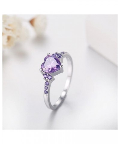 S925 natural amethyst heart-shaped zircon wedding engagement princess diamond ring (US size: 6-10) 8 $9.57 Rings