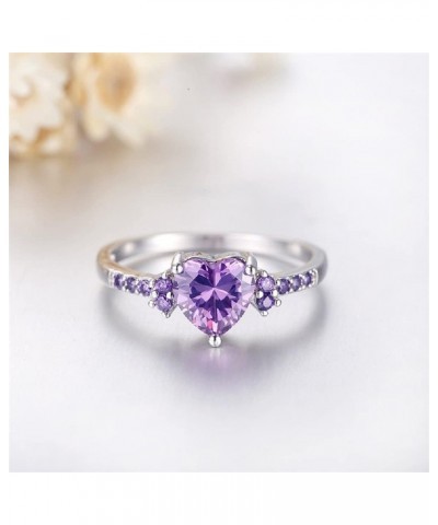 S925 natural amethyst heart-shaped zircon wedding engagement princess diamond ring (US size: 6-10) 8 $9.57 Rings