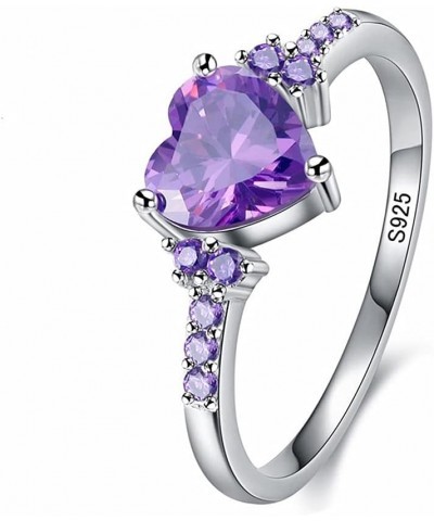 S925 natural amethyst heart-shaped zircon wedding engagement princess diamond ring (US size: 6-10) 8 $9.57 Rings