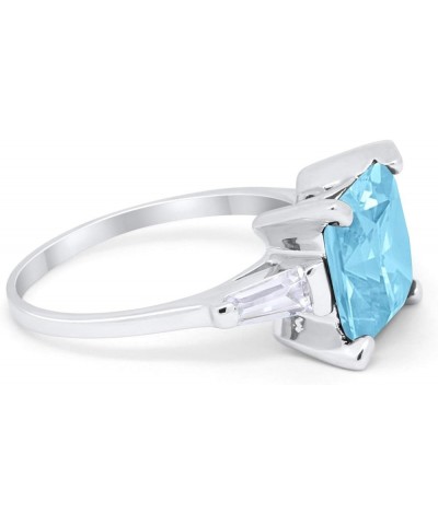 Wedding Engagement Ring Princess Cut Baguette Simulated CZ 925 Sterling Silver Simulated Aquamarine CZ $15.95 Rings