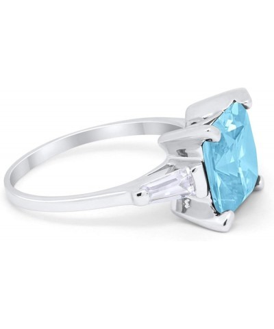 Wedding Engagement Ring Princess Cut Baguette Simulated CZ 925 Sterling Silver Simulated Aquamarine CZ $15.95 Rings