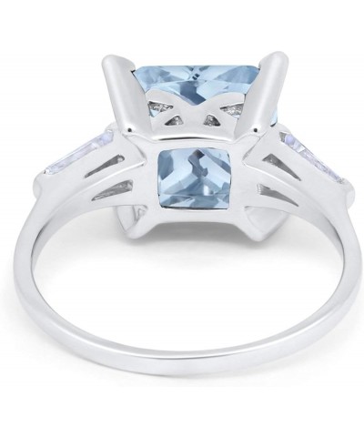 Wedding Engagement Ring Princess Cut Baguette Simulated CZ 925 Sterling Silver Simulated Aquamarine CZ $15.95 Rings