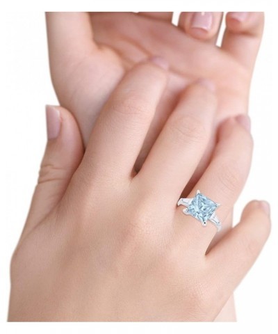 Wedding Engagement Ring Princess Cut Baguette Simulated CZ 925 Sterling Silver Simulated Aquamarine CZ $15.95 Rings