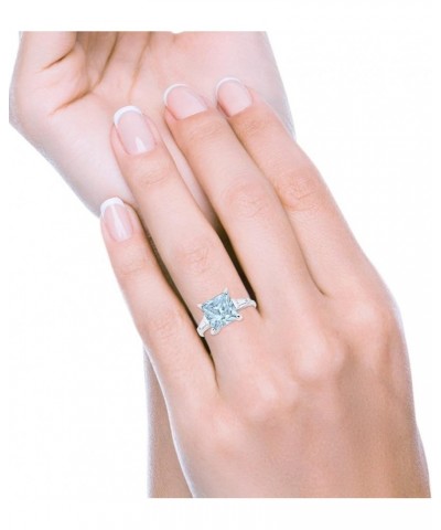 Wedding Engagement Ring Princess Cut Baguette Simulated CZ 925 Sterling Silver Simulated Aquamarine CZ $15.95 Rings