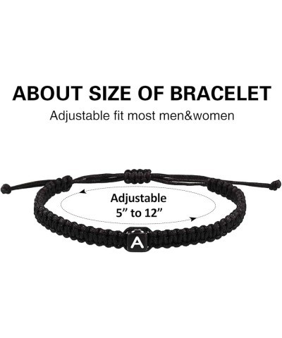 Initial Bracelet For Women Square Shape 26 Letter Handmade Woven Bracelet For Women Adjustable Bracelet With Initial Black Br...