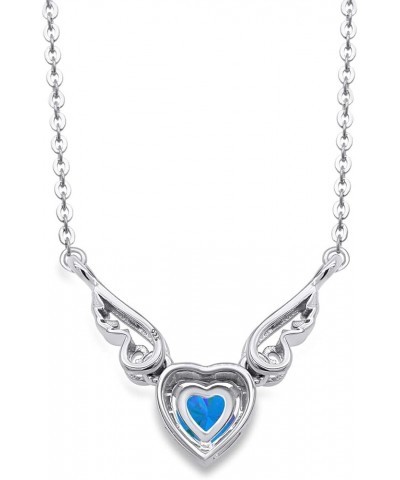 Angel Wings Heart Pendant Necklace In 14K Gold Over Sterling Silver white-gold-plated-silver : Blue Topaz $21.12 Necklaces