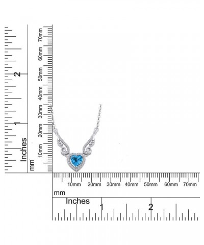 Angel Wings Heart Pendant Necklace In 14K Gold Over Sterling Silver white-gold-plated-silver : Blue Topaz $21.12 Necklaces