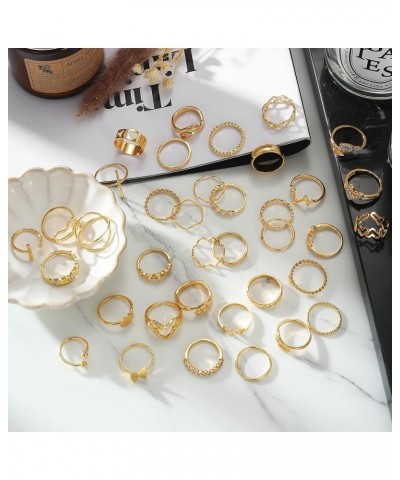 19-36 Pcs Gold Boho Knuckle Rings Set for Women Girls, Vintage Stackable Dainty Joint Finger Gold Jewelry Set with Love Pearl...