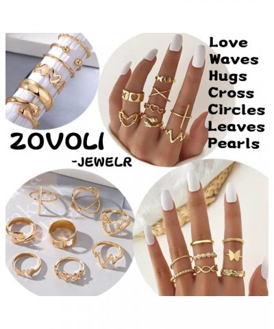 19-36 Pcs Gold Boho Knuckle Rings Set for Women Girls, Vintage Stackable Dainty Joint Finger Gold Jewelry Set with Love Pearl...