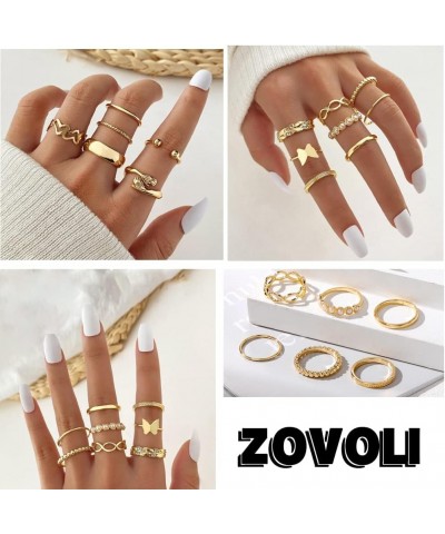 19-36 Pcs Gold Boho Knuckle Rings Set for Women Girls, Vintage Stackable Dainty Joint Finger Gold Jewelry Set with Love Pearl...