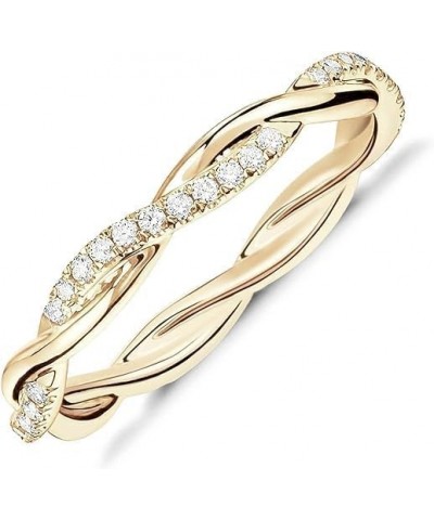 14K Gold Plated Cubic Zirconia Twisted Rope Eternity Band for Women 11 Gold $10.61 Rings