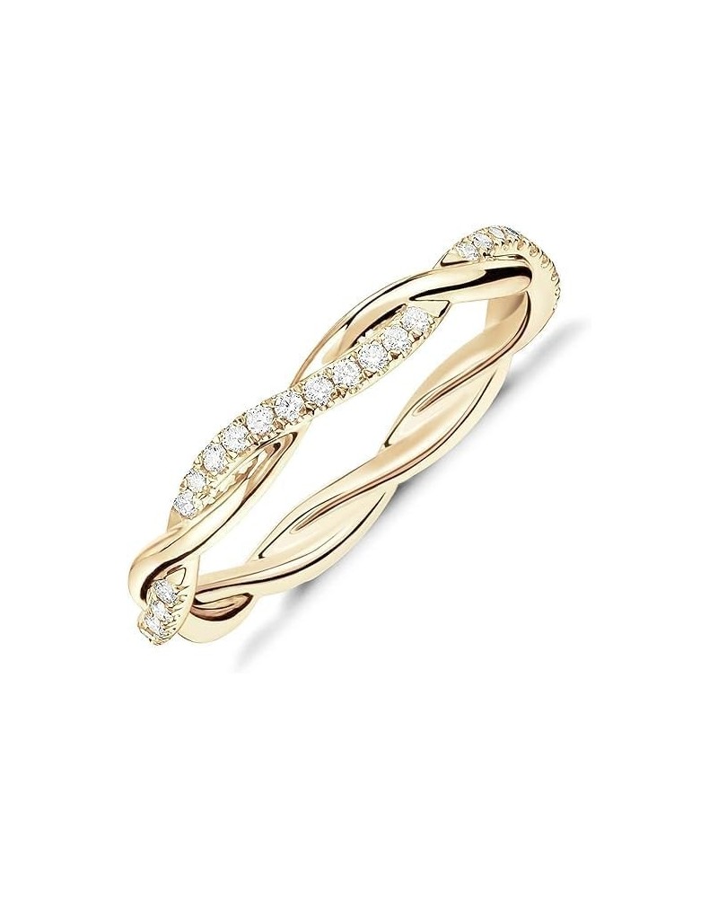 14K Gold Plated Cubic Zirconia Twisted Rope Eternity Band for Women 11 Gold $10.61 Rings