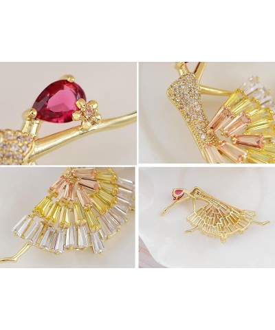 Zirconia Cubic Shining Crystal Girl Ballet Dancer Brooch Pin for Women Red $9.87 Brooches & Pins