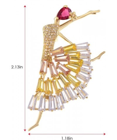 Zirconia Cubic Shining Crystal Girl Ballet Dancer Brooch Pin for Women Red $9.87 Brooches & Pins