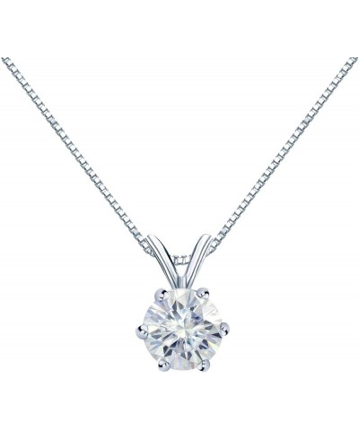 1/2 to 3 1/2 Carat Moissanite Round Solitaire Pendant Necklace in 14k Gold (J-K, cttw) 6-Prong 16 to 18 Inch Adjustable Chain...