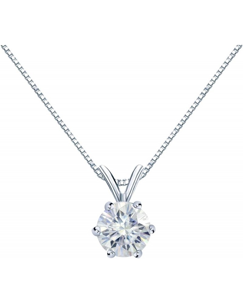 1/2 to 3 1/2 Carat Moissanite Round Solitaire Pendant Necklace in 14k Gold (J-K, cttw) 6-Prong 16 to 18 Inch Adjustable Chain...