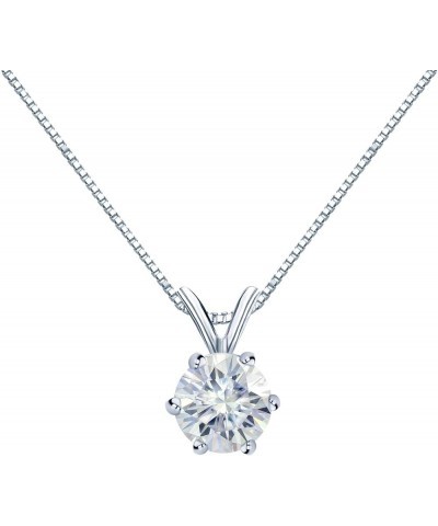 1/2 to 3 1/2 Carat Moissanite Round Solitaire Pendant Necklace in 14k Gold (J-K, cttw) 6-Prong 16 to 18 Inch Adjustable Chain...