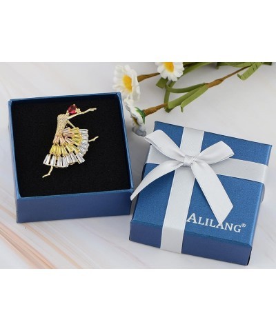 Zirconia Cubic Shining Crystal Girl Ballet Dancer Brooch Pin for Women Red $9.87 Brooches & Pins