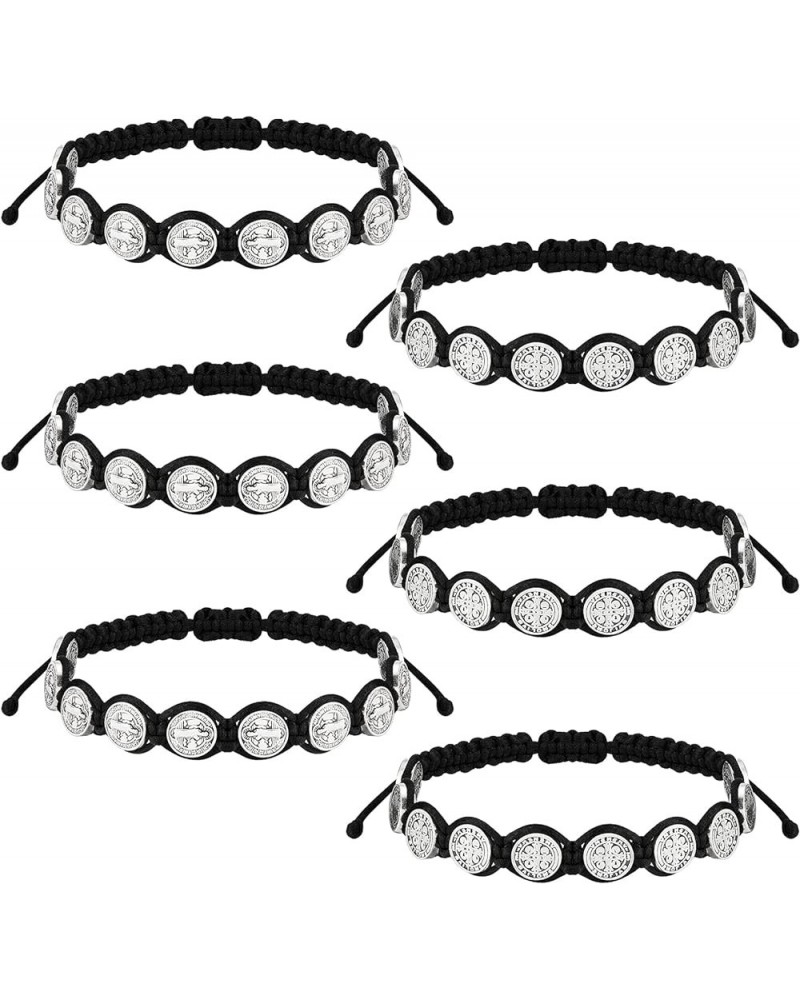 6 Pcs Protection Bracelet Benedict Cord Wrist Bracelets Adjustable Medal Rosary Bracelet Catholic Gifts for Women Men Classic...