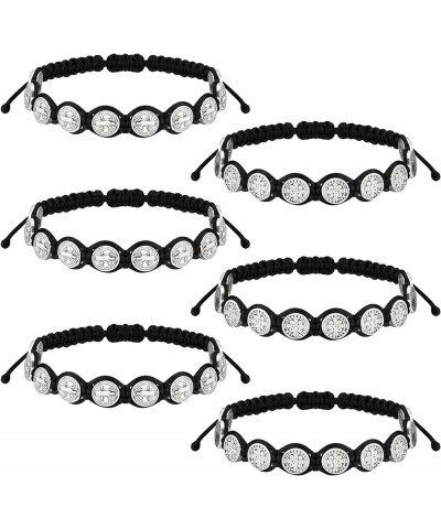 6 Pcs Protection Bracelet Benedict Cord Wrist Bracelets Adjustable Medal Rosary Bracelet Catholic Gifts for Women Men Classic...