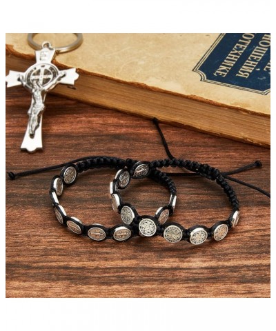 6 Pcs Protection Bracelet Benedict Cord Wrist Bracelets Adjustable Medal Rosary Bracelet Catholic Gifts for Women Men Classic...