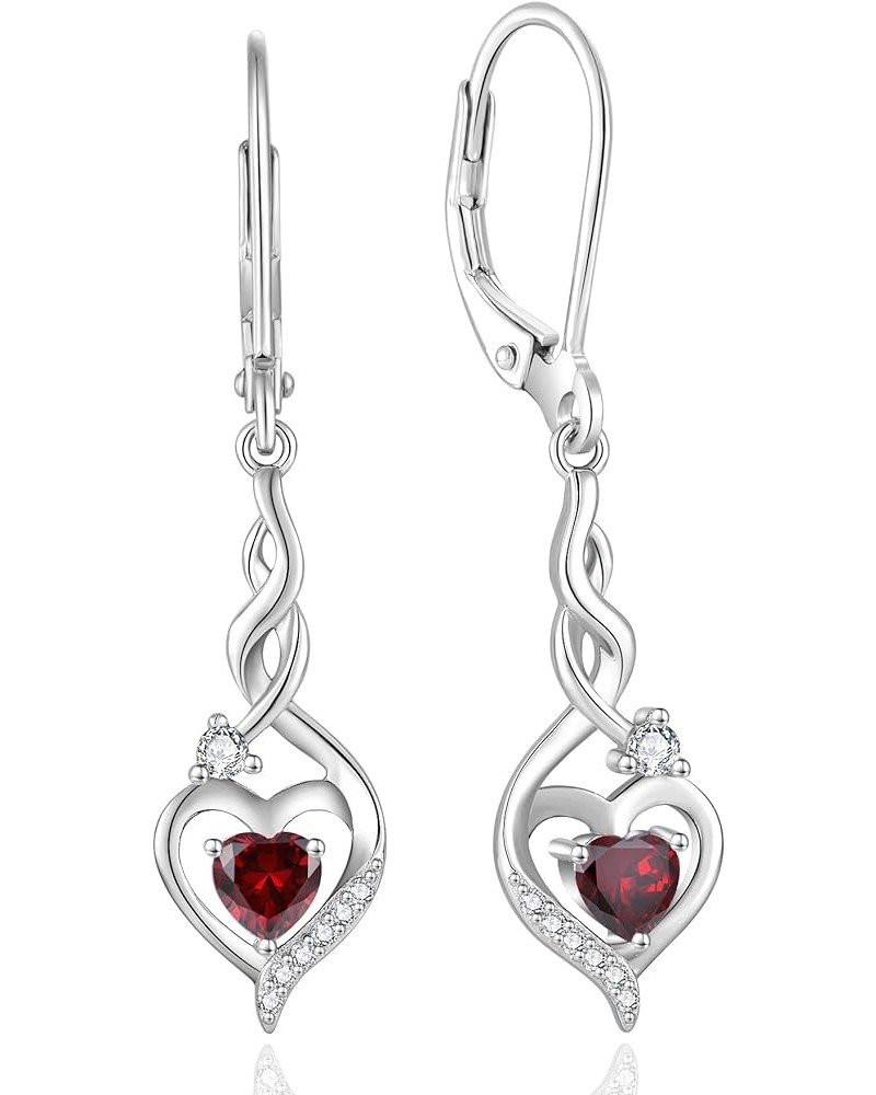 Infinity Dangle Drop Earrings for Women 925 Sterling Silver Heart Leverback Twisted Earrings with Birthstone Jewelry Gifts fo...