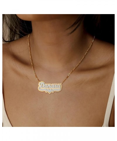 Double Plated Name Necklace Personalized Sterling Silver Custom Name Chain 2 Tone Personalized Nameplate Necklace Customized ...