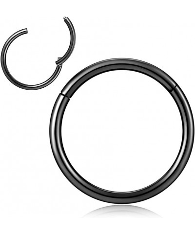 Nose Ring Septum Hoop 20G/18G/16G/14G/12G 316L Surgical Stainless Steel Hinged Seamless Earrings, Diameter 5MM-16MM, Gold/Sil...