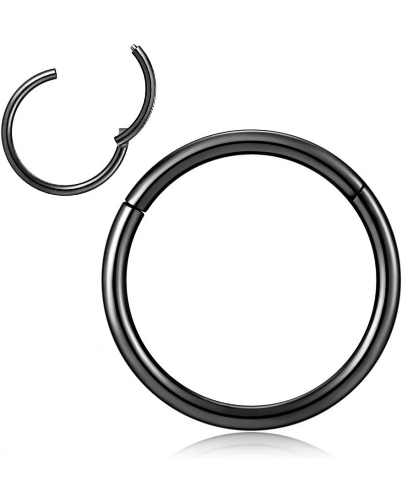 Nose Ring Septum Hoop 20G/18G/16G/14G/12G 316L Surgical Stainless Steel Hinged Seamless Earrings, Diameter 5MM-16MM, Gold/Sil...