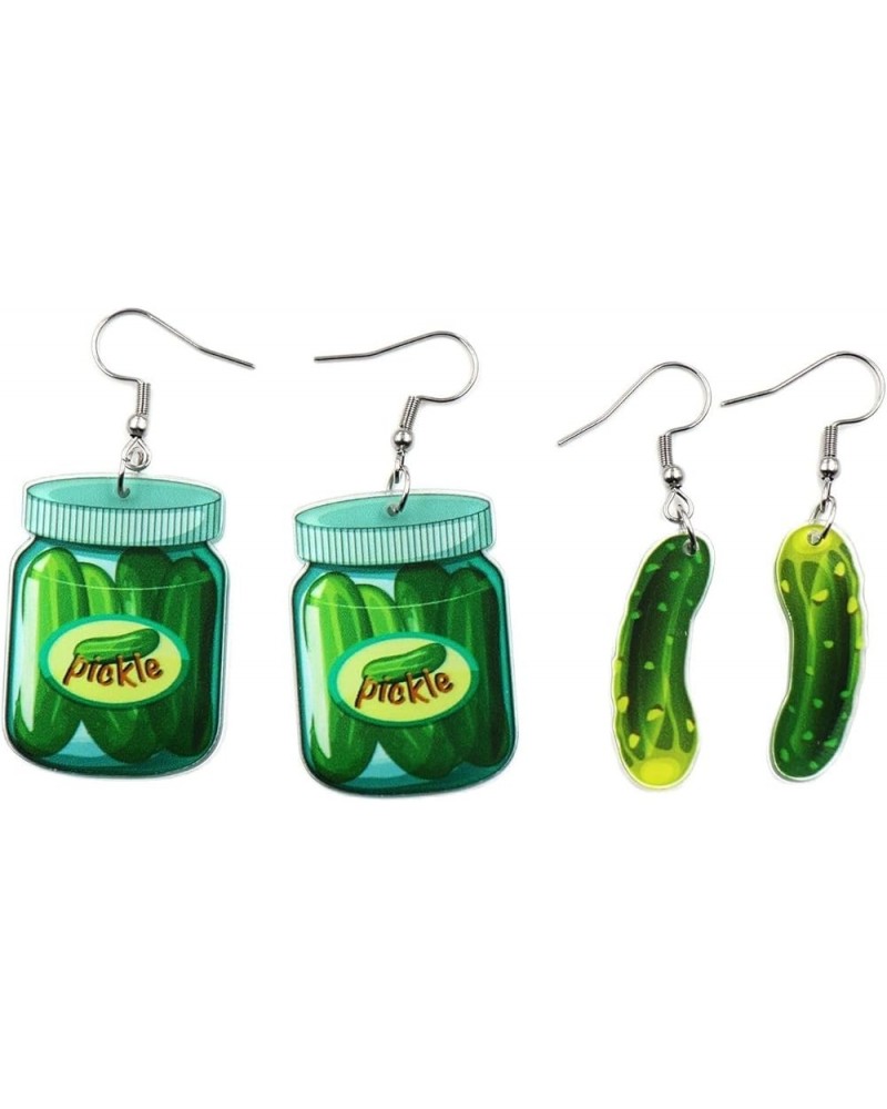 Unique Acrylic Dangle Earrings Funny Lifelike Dill Pickle Cucumber Drop Earrings for Women Girls Cute Green Vegetable Dangle ...