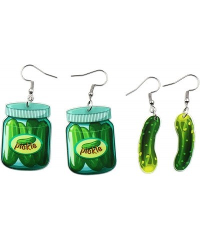 Unique Acrylic Dangle Earrings Funny Lifelike Dill Pickle Cucumber Drop Earrings for Women Girls Cute Green Vegetable Dangle ...