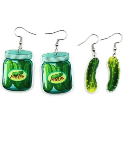 Unique Acrylic Dangle Earrings Funny Lifelike Dill Pickle Cucumber Drop Earrings for Women Girls Cute Green Vegetable Dangle ...