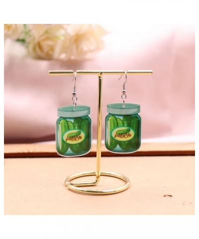 Unique Acrylic Dangle Earrings Funny Lifelike Dill Pickle Cucumber Drop Earrings for Women Girls Cute Green Vegetable Dangle ...