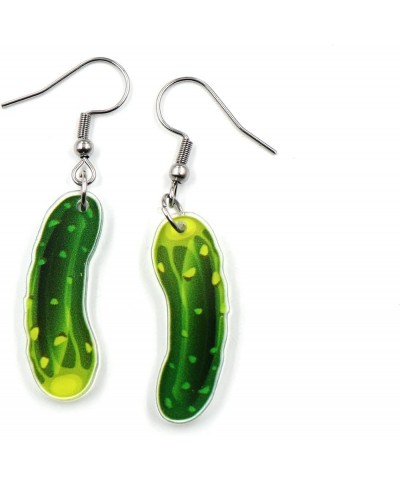 Unique Acrylic Dangle Earrings Funny Lifelike Dill Pickle Cucumber Drop Earrings for Women Girls Cute Green Vegetable Dangle ...