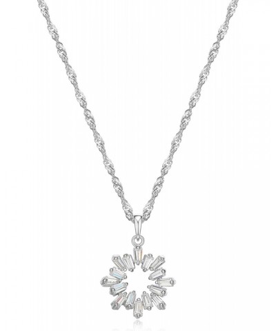 925 Sterling Silver White Baguette Cubic Zirconia Open Starburst Pendant Necklace, 18 $19.94 Necklaces