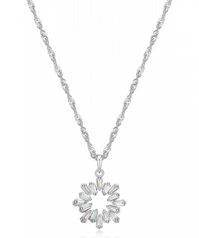 925 Sterling Silver White Baguette Cubic Zirconia Open Starburst Pendant Necklace, 18 $19.94 Necklaces