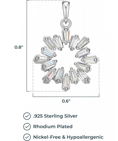 925 Sterling Silver White Baguette Cubic Zirconia Open Starburst Pendant Necklace, 18 $19.94 Necklaces