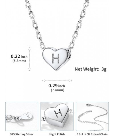 Tiny Initial Necklaces 925 Sterling Silver Letter A-Z Letter Pendant for Women Girls Heart Choker Necklace 16"+2 H-925 Silver...