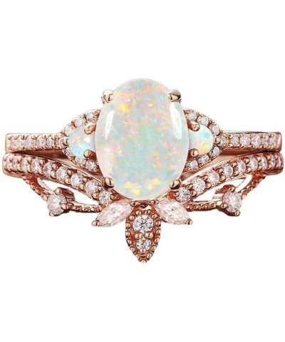 Unique Opal Ring Set S925 10k 14k 18k Rose Gold 1.25ct Oval Cut Opal Engagement Ring Set for Women Dainty Curved Moissnaite W...