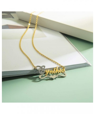 Custom Gold My Name Necklace Plate Dainty Initial Necklace Personalized Customizable Short Crystal Necklaces for Women Betty ...